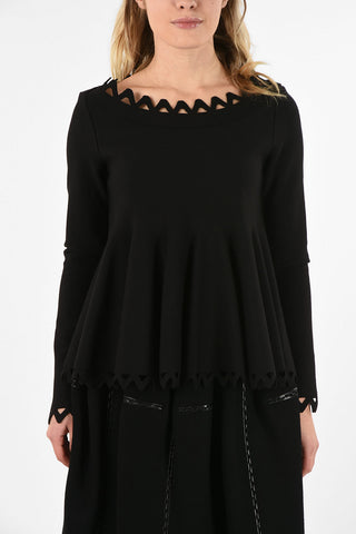Top In Lana Stretch con Profili Merlettati