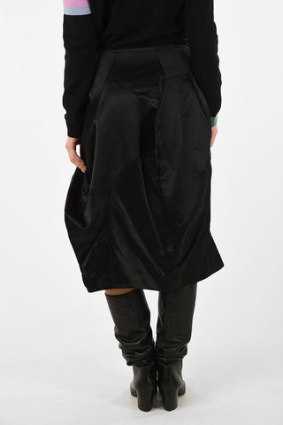 satin flared skirt with Frayed Hem