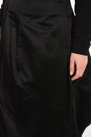 satin flared skirt with Frayed Hem