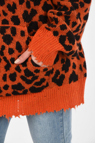 Animal Printed Cashmere Hooded Sweater