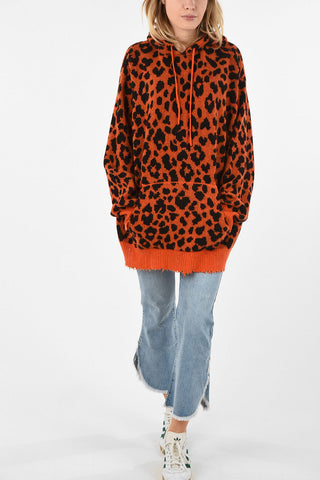 Animal Printed Cashmere Hooded Sweater