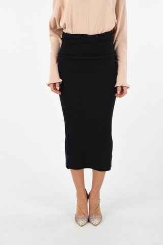 Ribbed wool pencil skirt