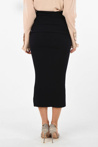 Ribbed wool pencil skirt