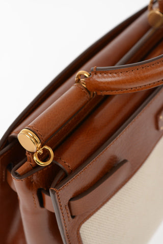 Leather Top Handle SICILY 62 Bag With Canvas Details and Removable Shoulder Strap