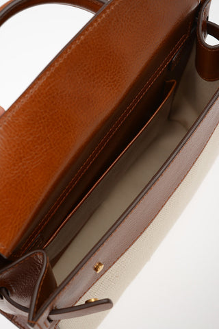 Leather Top Handle SICILY 62 Bag With Canvas Details and Removable Shoulder Strap