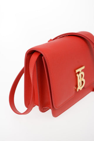 Textured Leather TB Crossbody Bag with Removable Shoulder Srap