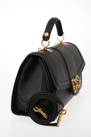 Leather Top Handle DGAMORE Bag With Jewel Closure and Removable Shoulder Strap