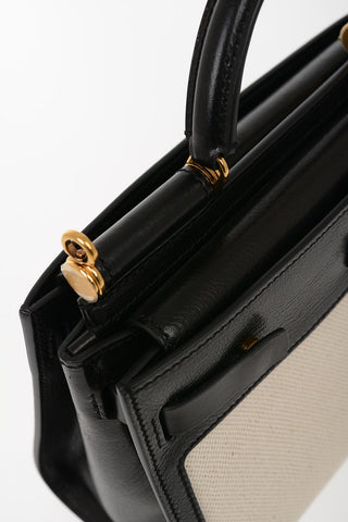 Canvas and Leather Trimmings Top Handle Bag SICILY 62  with Removable Shoulder Strap