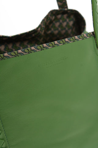Leather and Fabric Reversible Tote Bag