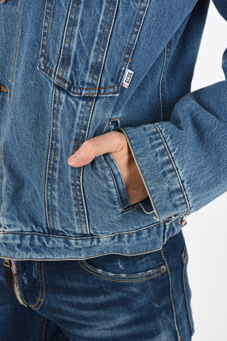Denim Jacket with Faux Fur Lining