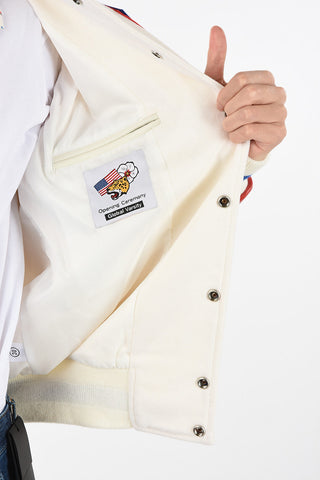 Bomber with Patch and Leather Sleeves