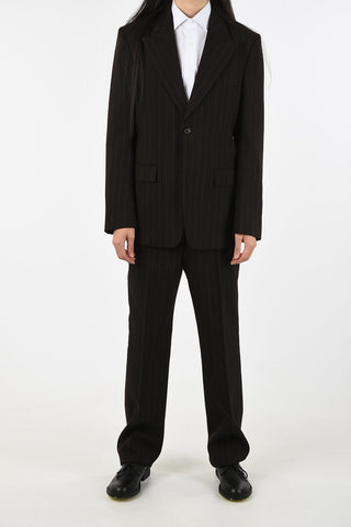 MM14 no vent peak lapel pinstriped 2-button suit