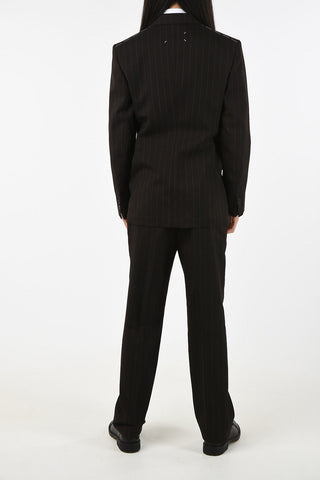 MM14 no vent peak lapel pinstriped 2-button suit