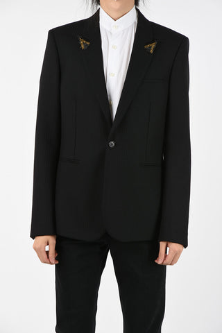 Virgin Wool Blazer with Peak Lapel