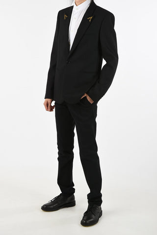 Virgin Wool Blazer with Peak Lapel