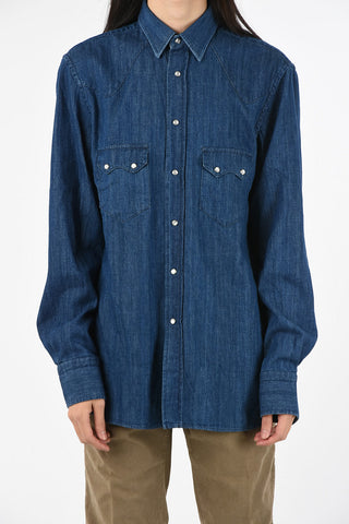 Denim ARIOSTO Shirt With Snap Button