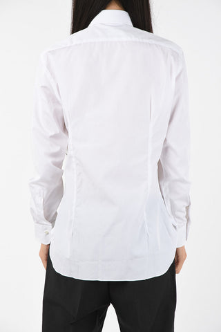 spread collar edge trim cuff shirt