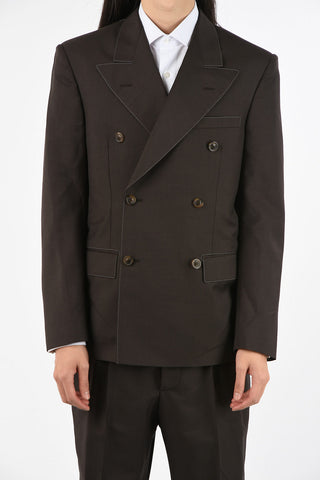 MM14 no vent peak lapel double breasted suit