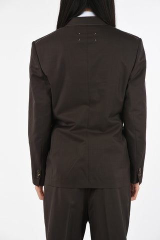 MM14 no vent peak lapel double breasted suit