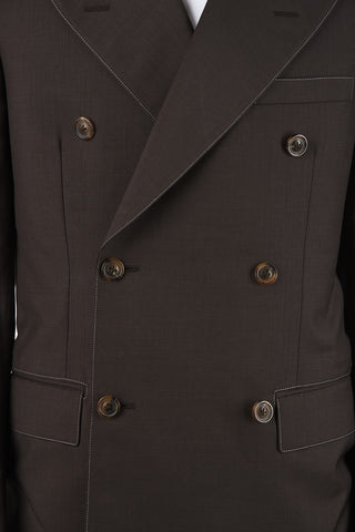 MM14 no vent peak lapel double breasted suit