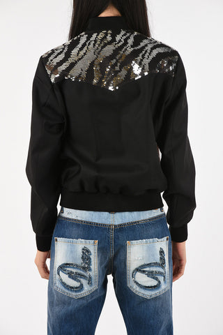 Sequined Embroidered Bomber