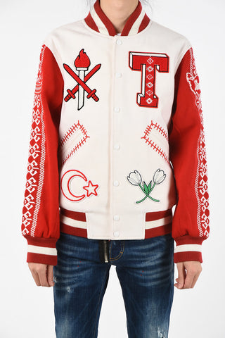 Embroidered Bomber with Patches