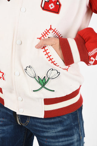Embroidered Bomber with Patches