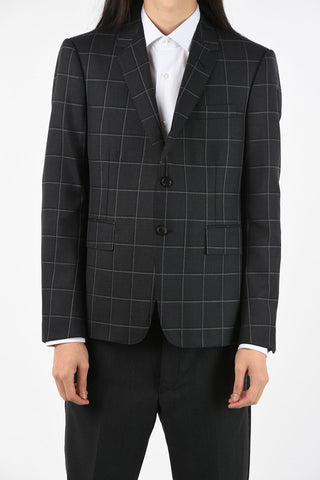 windowpane check side vents 3-button blazer