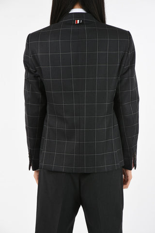 windowpane check side vents 3-button blazer