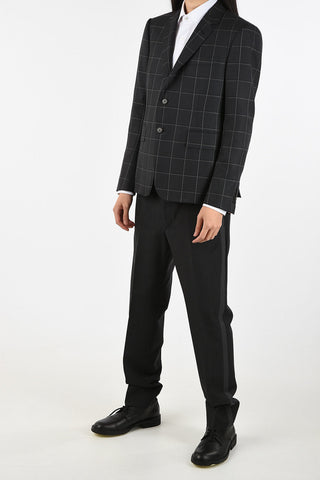 windowpane check side vents 3-button blazer