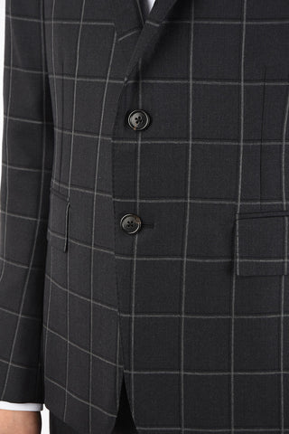 windowpane check side vents 3-button blazer