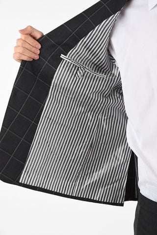 windowpane check side vents 3-button blazer