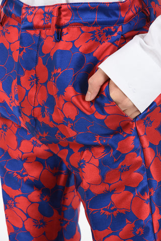 Floral-Print Single Pleat Pants