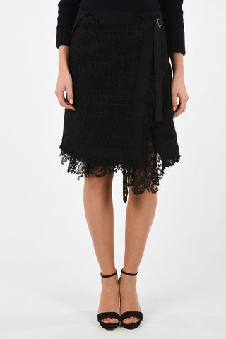 hopsack wrap skirt with Lace Petticoat