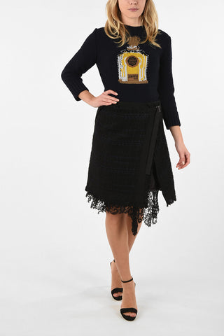 hopsack wrap skirt with Lace Petticoat
