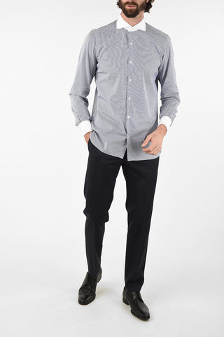 pinstriped shirt with Contrasting Collar and Cuffs