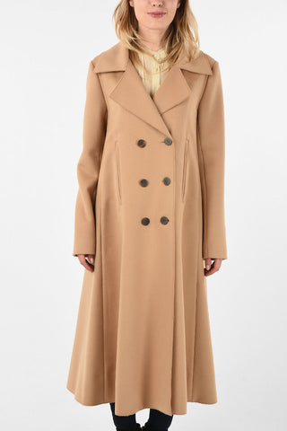 Virgin Wool and Cashmere Double-Breasted Swing Coat