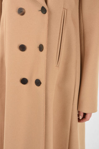 Virgin Wool and Cashmere Double-Breasted Swing Coat