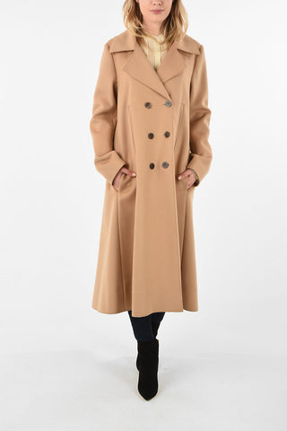 Virgin Wool and Cashmere Double-Breasted Swing Coat