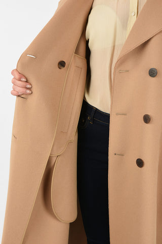 Virgin Wool and Cashmere Double-Breasted Swing Coat