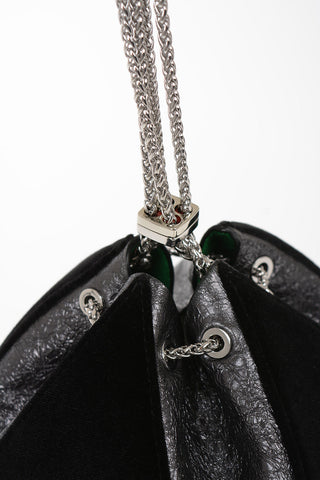 Evening Bag in Pelle e Velluto con Dettagli in Piume di Struzzo