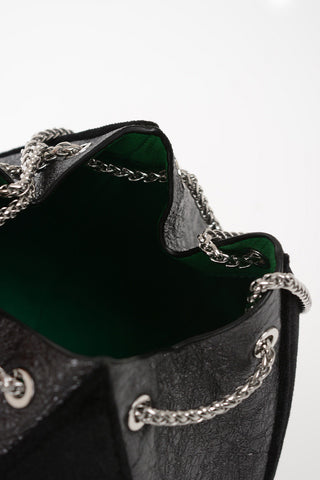 Evening Bag in Pelle e Velluto con Dettagli in Piume di Struzzo