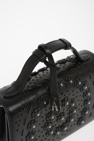 Leather Mini FRANCA SMALL Bag with Floral Embroidered and Removable Shoulder Strap