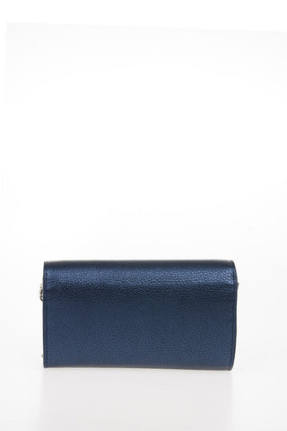 Hammered Leather Mini Shoulder Bag with Jewel Detail