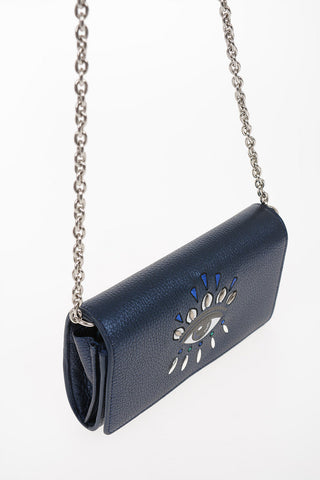 Hammered Leather Mini Shoulder Bag with Jewel Detail