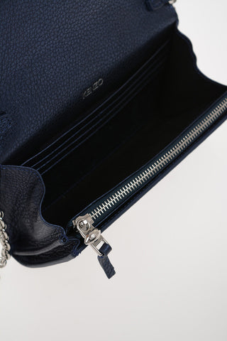 Hammered Leather Mini Shoulder Bag with Jewel Detail
