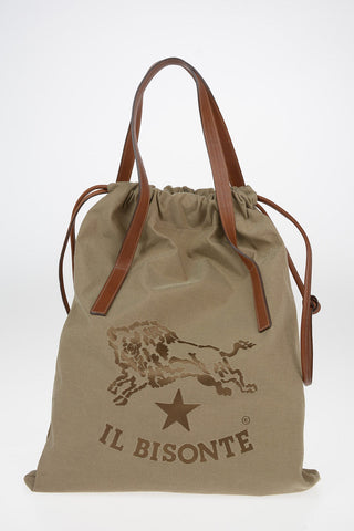 Logoed Canvas Handle Bag with Leather Details