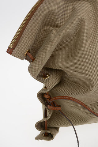 Logoed Canvas Handle Bag with Leather Details