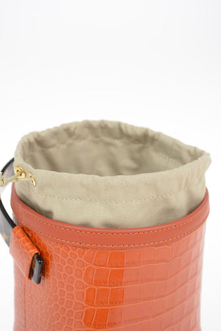 Croco Printed Leather ADENIA MINI Bucket Bag with Removable Shoulder Strap
