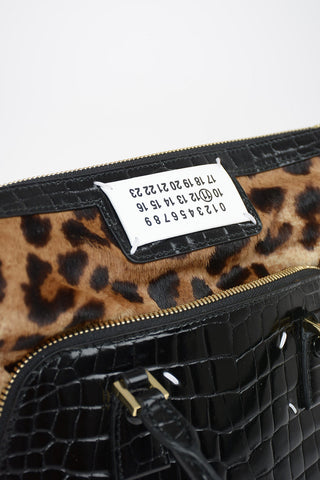 MM11 Leather HanBag with Ponyskin Details and Removable Shoulder Strap